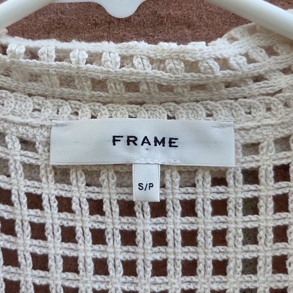 Frame The Crochet Short-Sleeve Top Ivory Cream Size Small - Picture 6 of 8